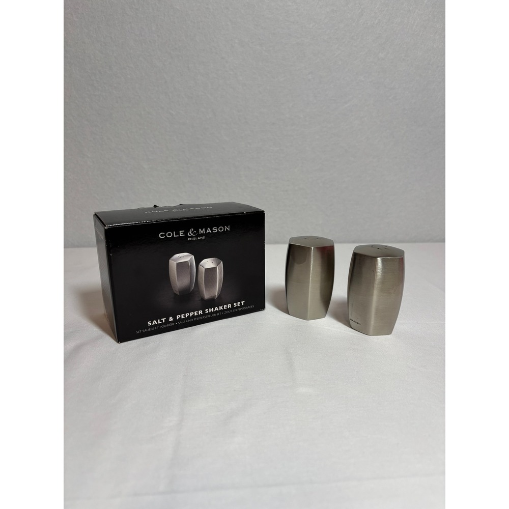 Cole & Mason Stainless Steel Salt and‎ Pepper Shaker Set Hexagonal Brushed Metal